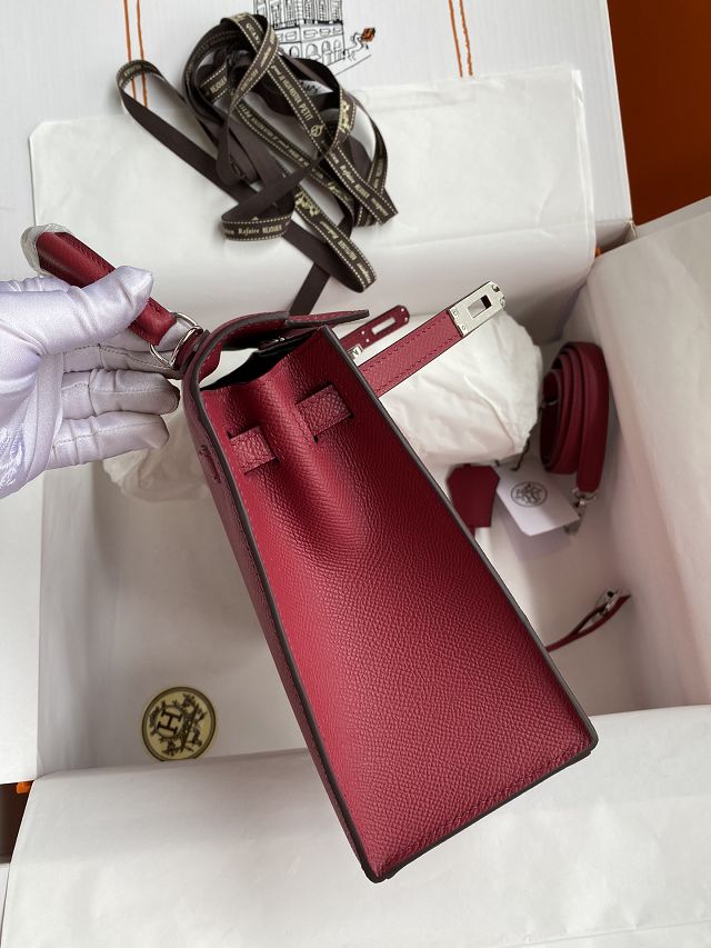 Hermes original epsom leather kelly 25 bag K25-1 ruby