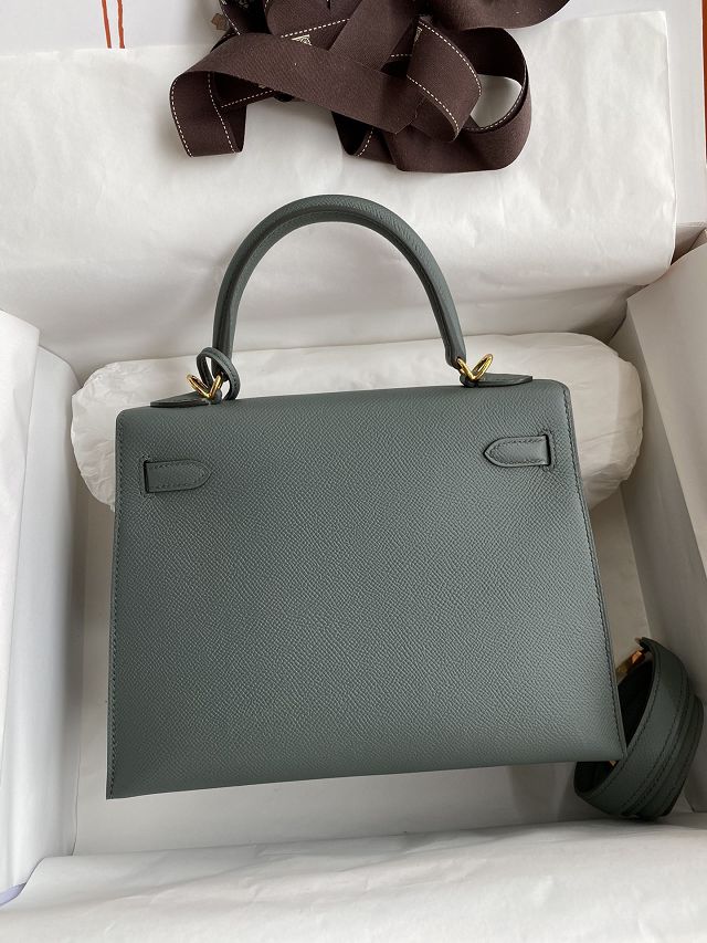 Hermes original epsom leather kelly 32 bag K32-1 vert amande