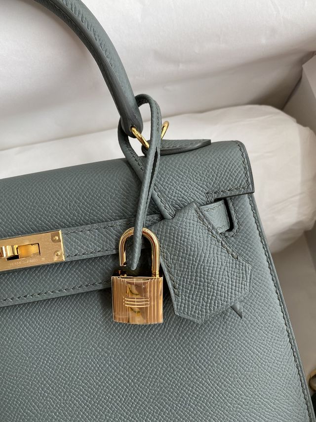 Hermes original epsom leather kelly 32 bag K32-1 vert amande