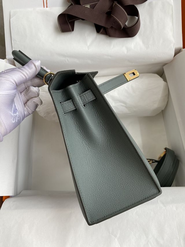 Hermes original epsom leather kelly 32 bag K32-1 vert amande