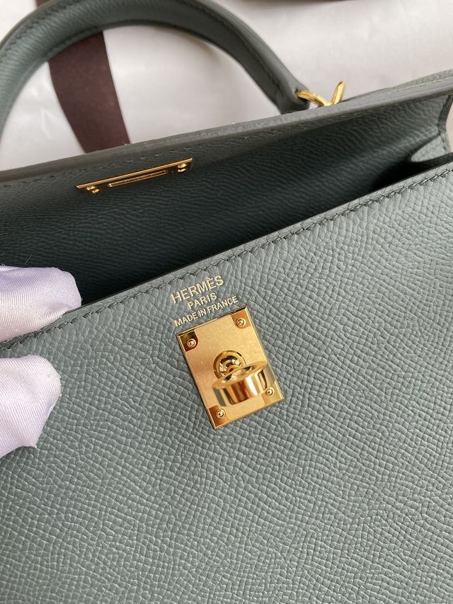 Hermes original epsom leather kelly 32 bag K32-1 vert amande
