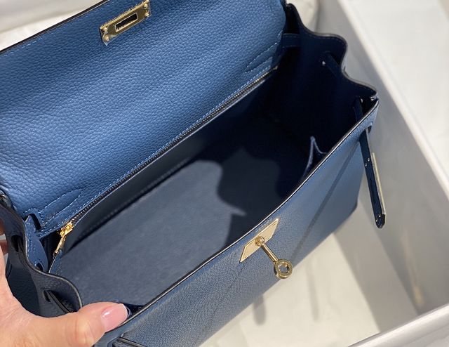 Hermes original togo leather kelly 28 bag K28 blue agate