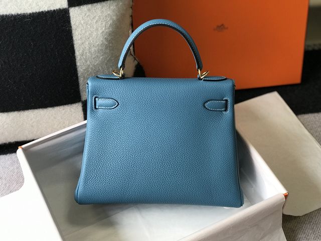 Hermes original togo leather kelly 28 bag K28 blue jean