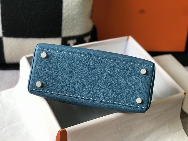 Hermes original togo leather kelly 28 bag K28 blue jean