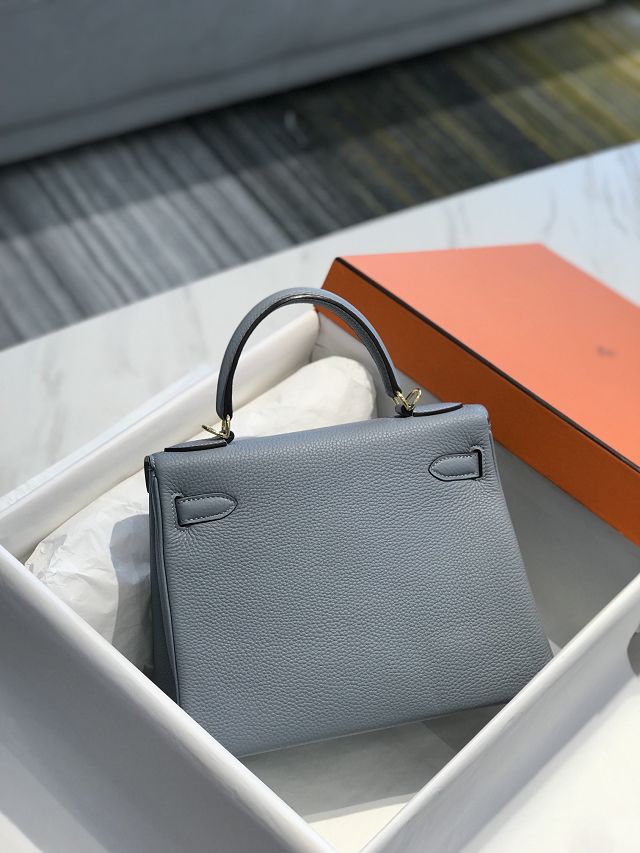 Hermes original togo leather kelly 28 bag K28 blue lin