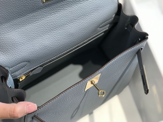 Hermes original togo leather kelly 28 bag K28 blue lin