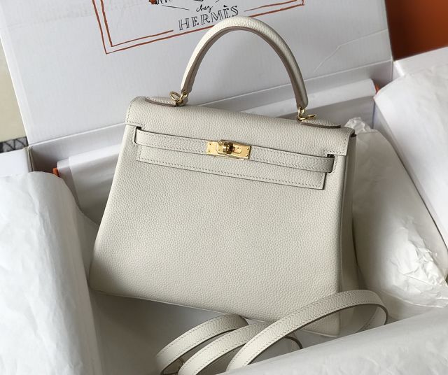 Hermes original togo leather kelly 32 bag K32-1 craie 
