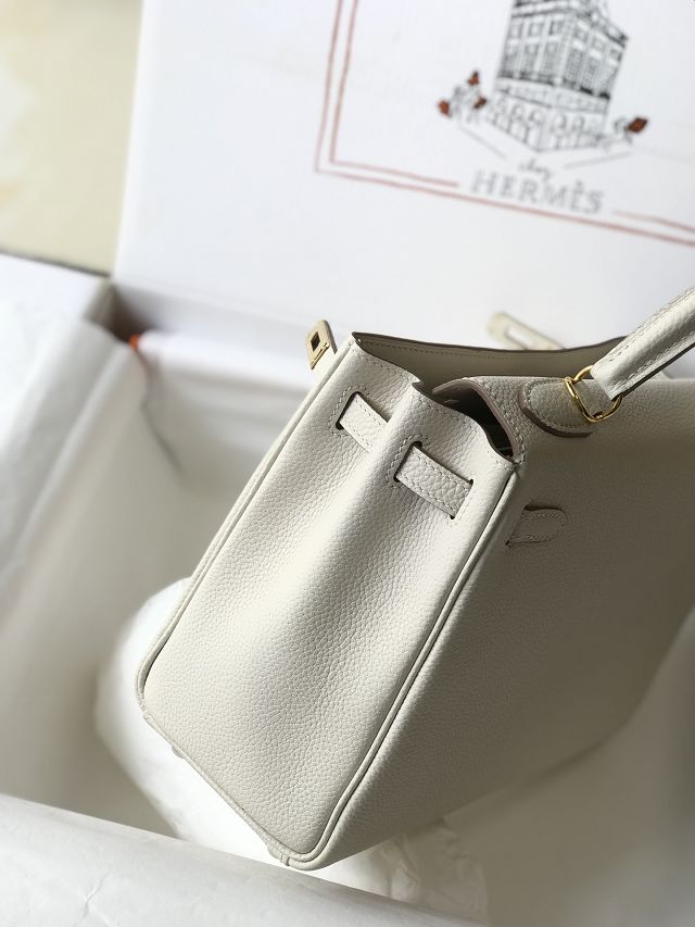 Hermes original togo leather kelly 32 bag K32-1 craie 