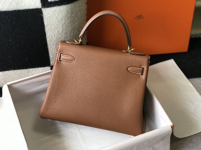 Hermes original togo leather kelly 25 bag K25 gold brown	