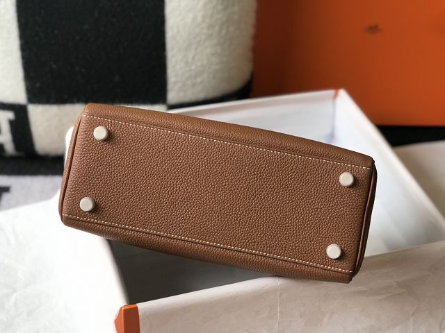 Hermes original togo leather kelly 25 bag K25 gold brown	
