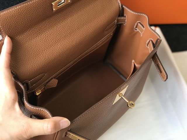 Hermes original togo leather kelly 25 bag K25 gold brown	