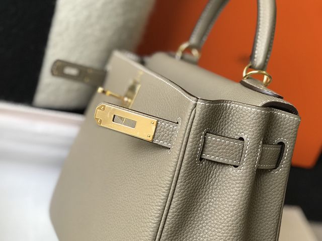 Hermes original togo leather kelly 32 bag K32-1 grey tourterelle