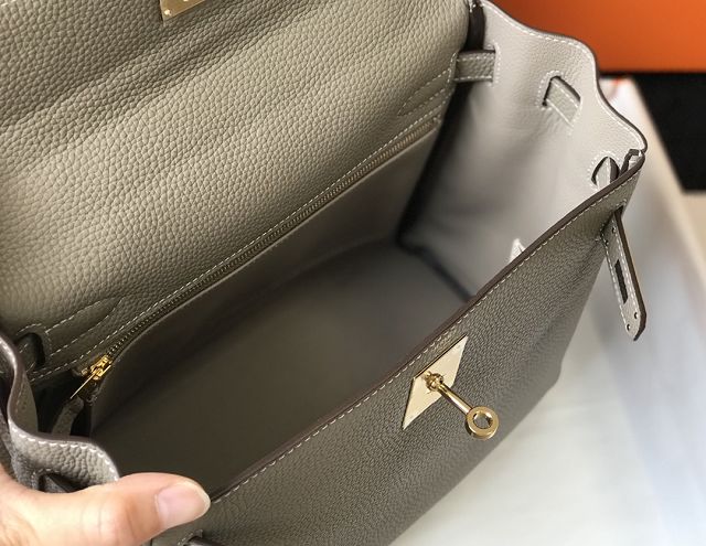 Hermes original togo leather kelly 32 bag K32-1 grey tourterelle