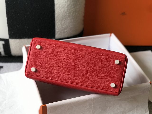 Hermes original togo leather kelly 25 bag K25 rouge casaque
