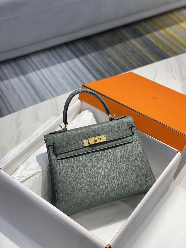 Hermes original togo leather kelly 25 bag K25 vert amande	