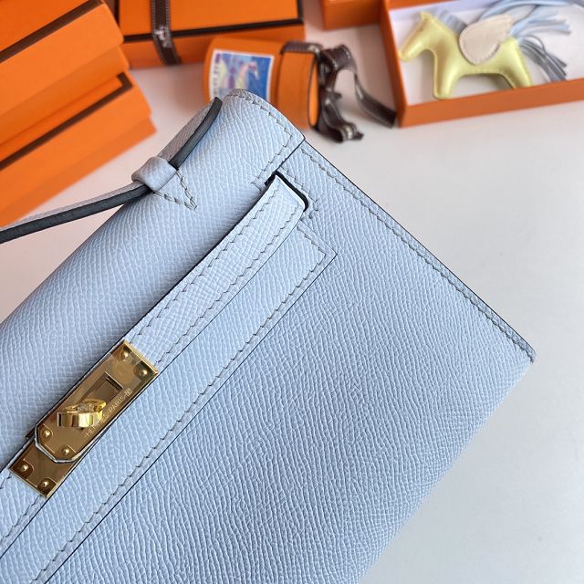 Hermes original epsom leather mini kelly 22 clutch K012 azur