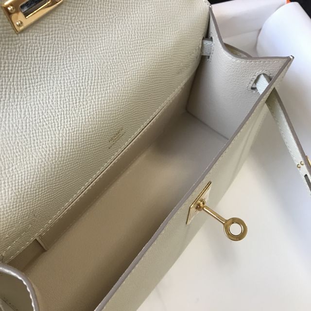 Hermes original epsom leather mini kelly 22 clutch K012 craie 