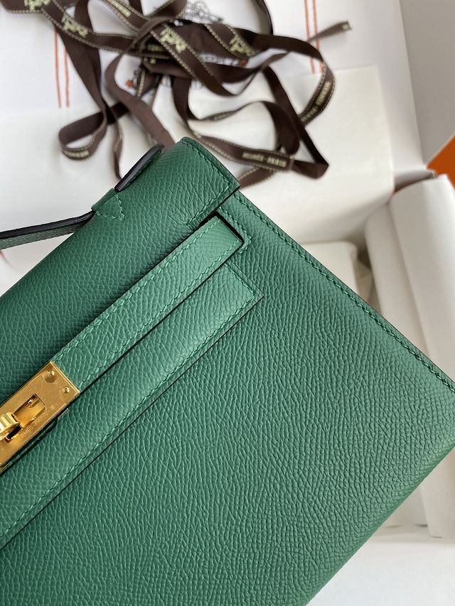 Hermes original epsom leather mini kelly 22 clutch K012 malachite