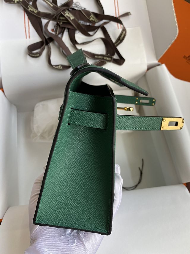 Hermes original epsom leather mini kelly 22 clutch K012 malachite