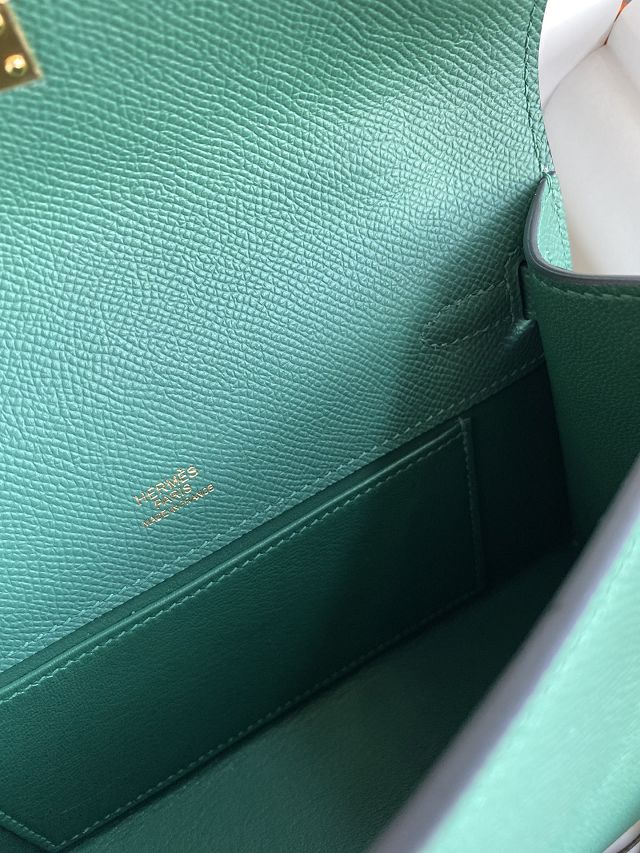 Hermes original epsom leather mini kelly 22 clutch K012 malachite