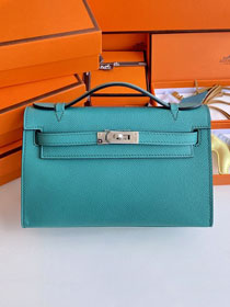 Hermes original epsom leather mini kelly 22 clutch K012 vert verone