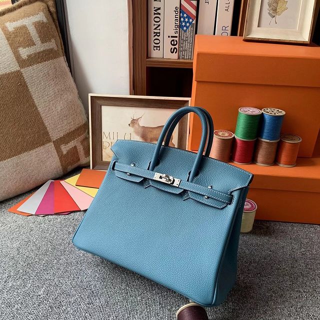 Hermes original togo leather birkin 30 bag H30-1 blue jean