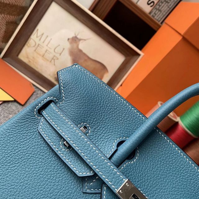 Hermes original togo leather birkin 30 bag H30-1 blue jean