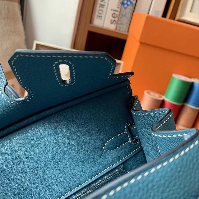 Hermes original togo leather birkin 30 bag H30-1 blue jean