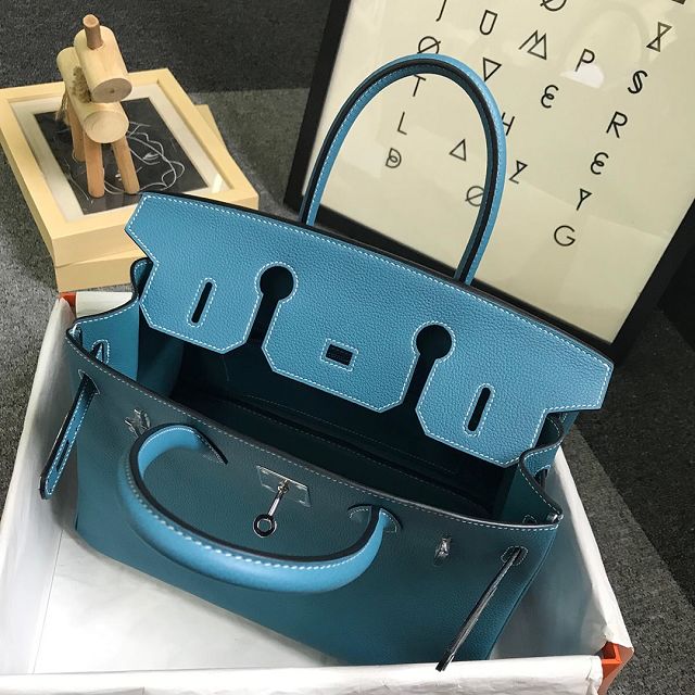 Hermes original togo leather birkin 30 bag H30-1 blue jean