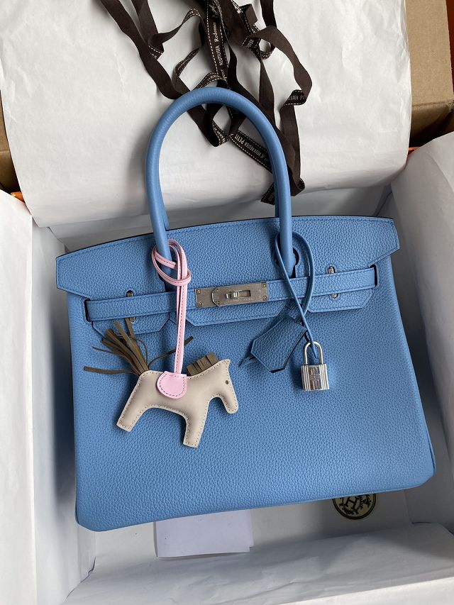 Hermes original togo leather birkin 30 bag H30-1 blue paradise