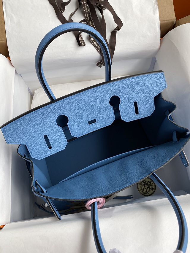 Hermes original togo leather birkin 30 bag H30-1 blue paradise