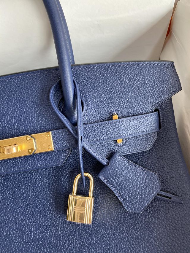Hermes original togo leather birkin 30 bag H30-1 blue sapphire