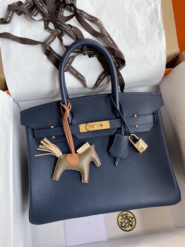 Hermes original togo leather birkin 30 bag H30-1 deep blue