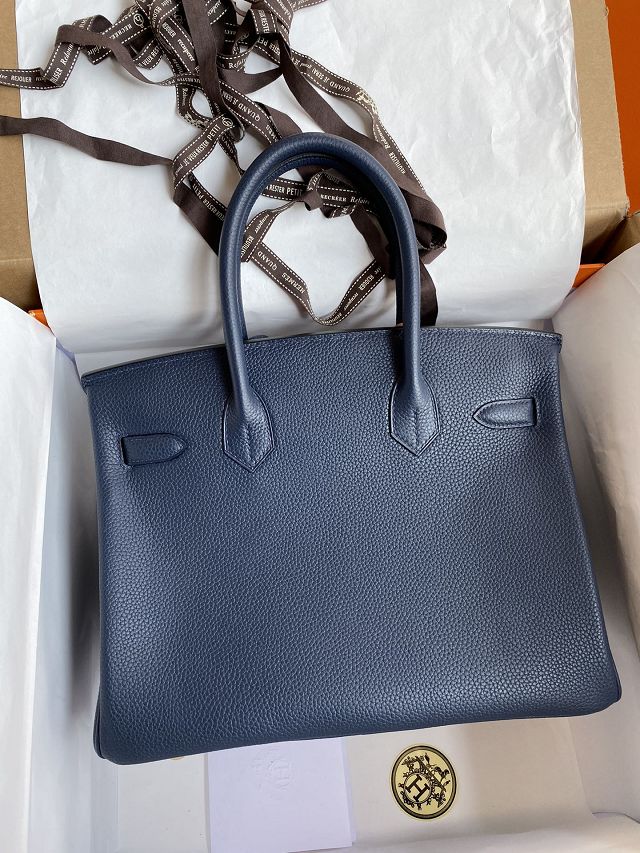 Hermes original togo leather birkin 30 bag H30-1 deep blue