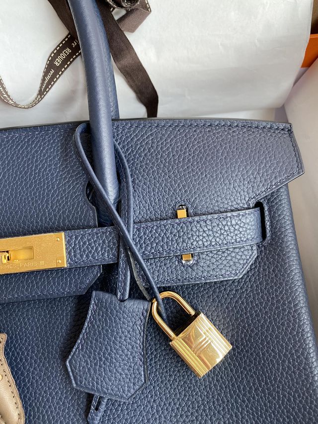 Hermes original togo leather birkin 30 bag H30-1 deep blue