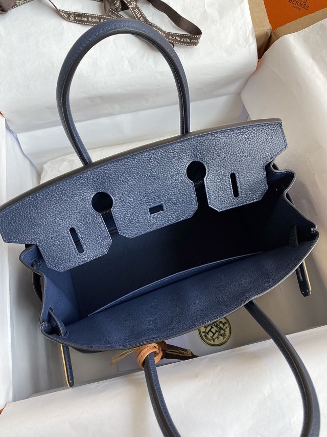 Hermes original togo leather birkin 30 bag H30-1 deep blue