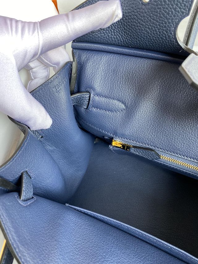 Hermes original togo leather birkin 30 bag H30-1 deep blue