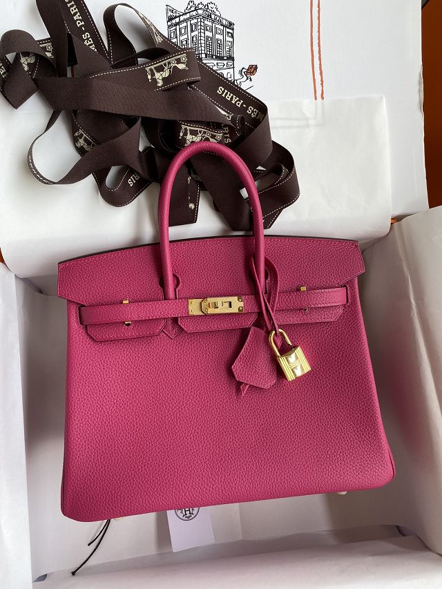 Hermes original togo leather birkin 35 bag H35-1 fuschia 