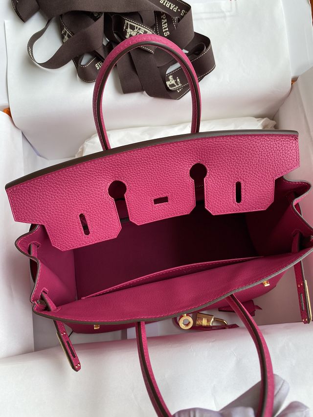 Hermes original togo leather birkin 35 bag H35-1 fuschia 
