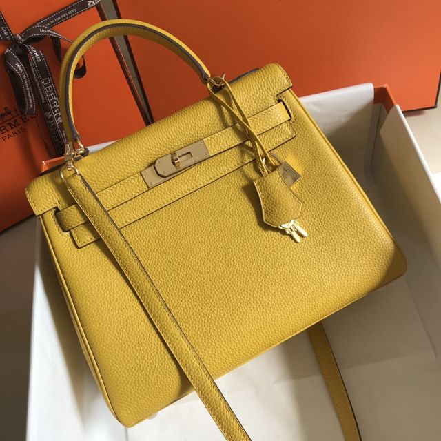 Hermes original togo leather kelly 28 bag K28 amber