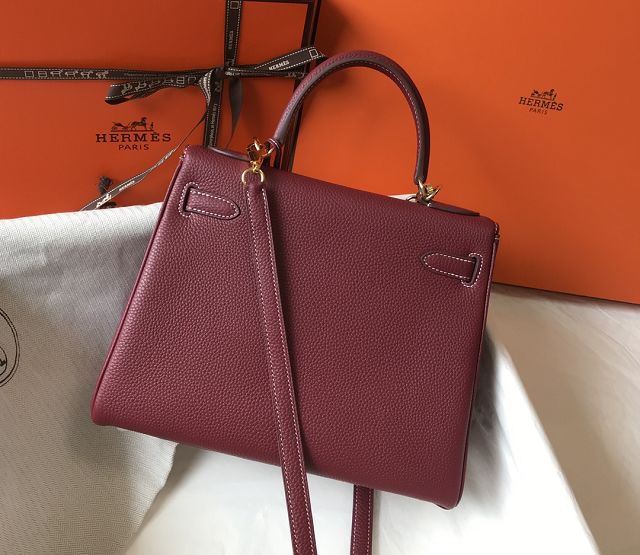 Hermes original togo leather kelly 28 bag K28 bordeaux	