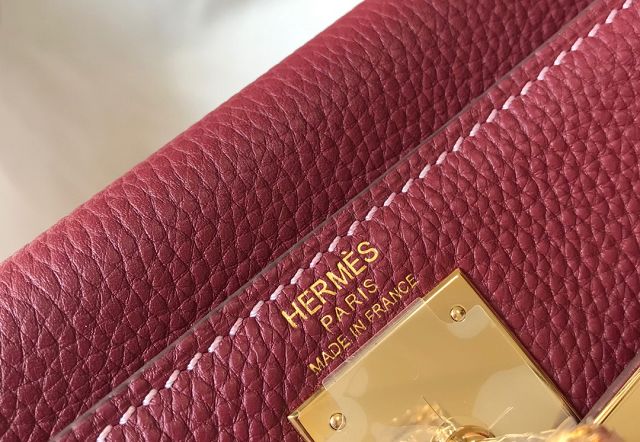 Hermes original togo leather kelly 28 bag K28 bordeaux	