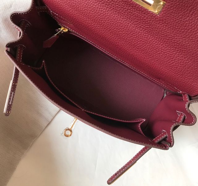 Hermes original togo leather kelly 28 bag K28 bordeaux	