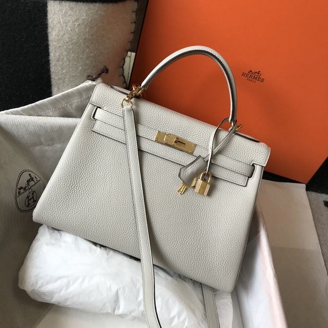 Hermes original togo leather kelly 32 bag K32-1 grey pearl