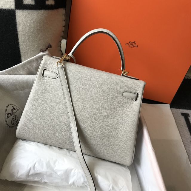 Hermes original togo leather kelly 32 bag K32-1 grey pearl