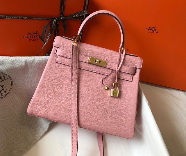 Hermes original togo leather kelly 25 bag K25 rose confetti