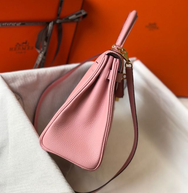 Hermes original togo leather kelly 25 bag K25 rose confetti