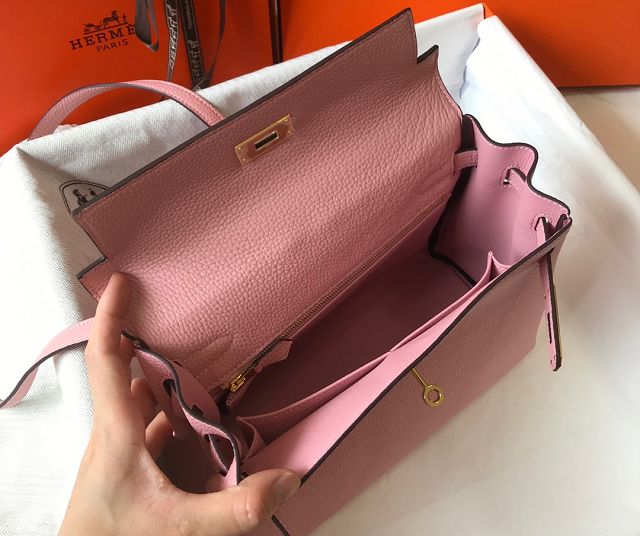 Hermes original togo leather kelly 25 bag K25 rose confetti