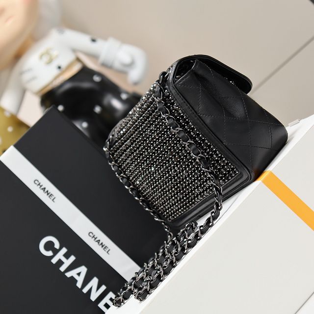 CC original crystal small flap bag AS4962 allblack