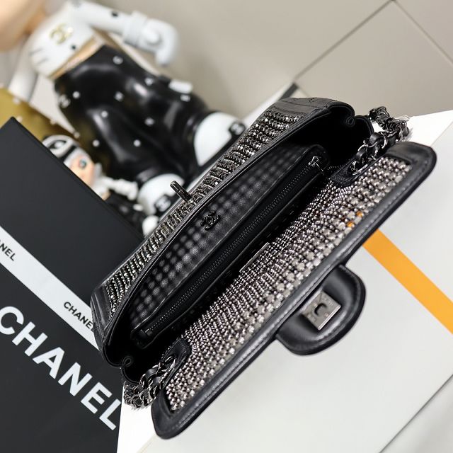 CC original crystal small flap bag AS4962 allblack